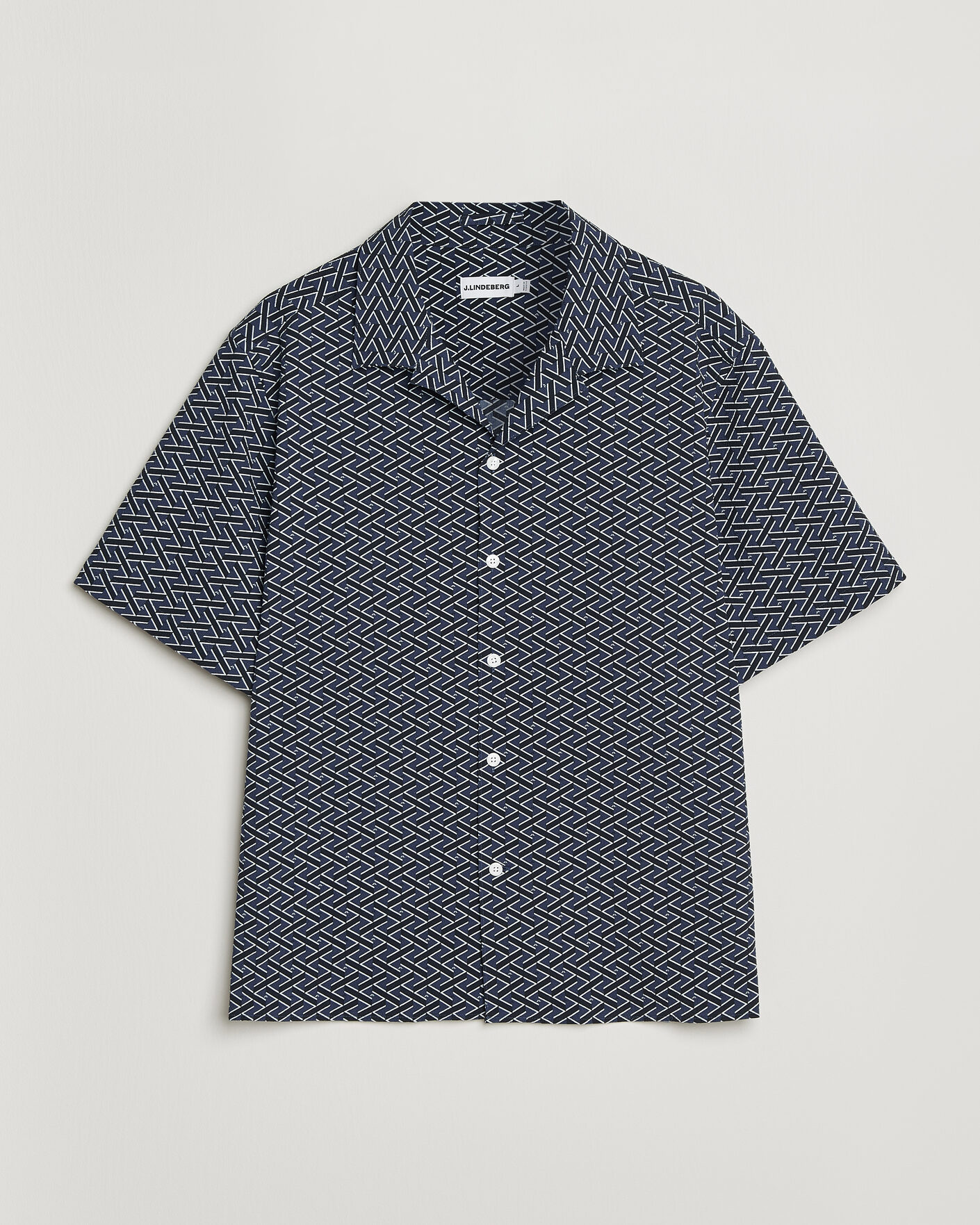 Men | Shirts | J.Lindeberg | Donso Geo Printed Resort Shirt Estate Navy