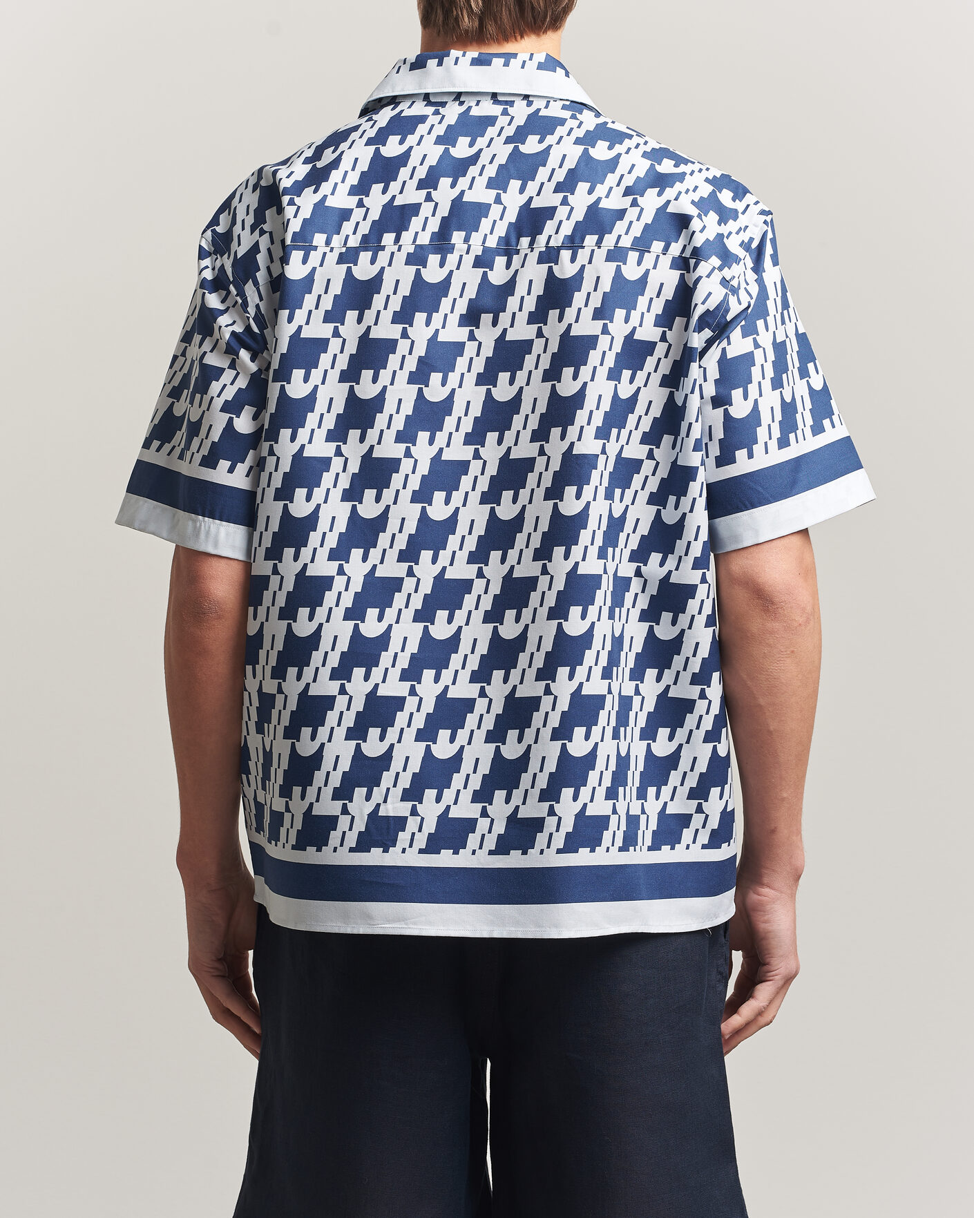 Men | Shirts | J.Lindeberg | Ellis Border Printed Resort Shirt Estate Blue
