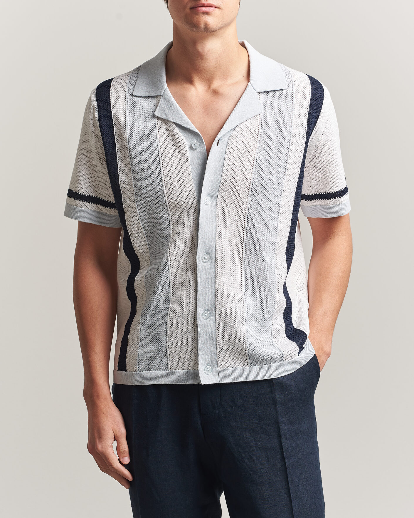 Men | Shirts | J.Lindeberg | Remus Knitted Resort Shirt Skywriting