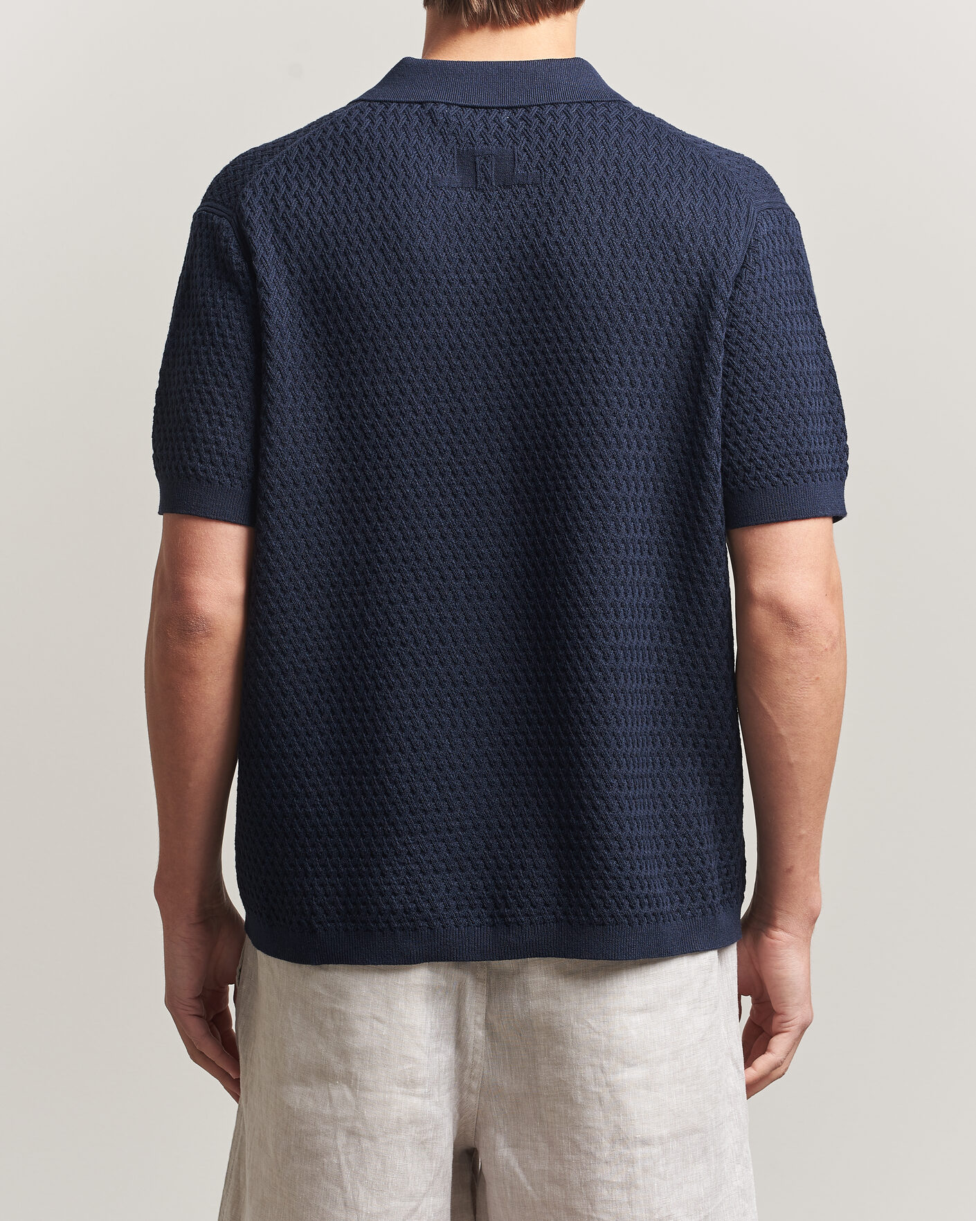 Men | Polo Shirts | J.Lindeberg | Jacques Structured Knitted Polo Navy