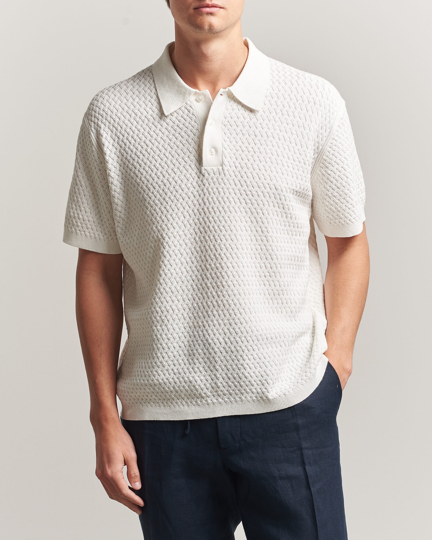Men | Polo Shirts | J.Lindeberg | Jacques Structured Knitted Polo Tofu