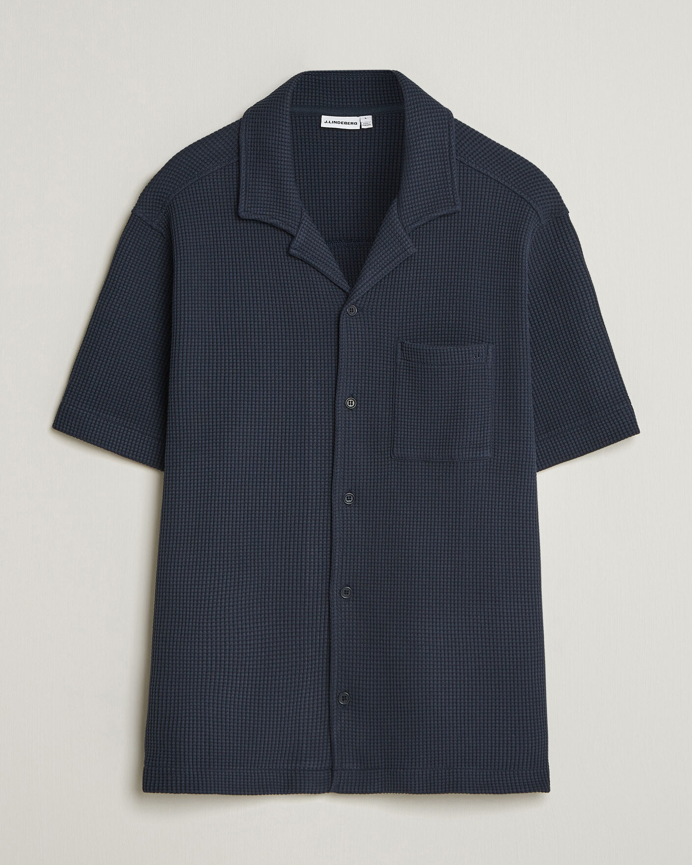 Men | Shirts | J.Lindeberg | Theron Waffle Resort Shirt Navy