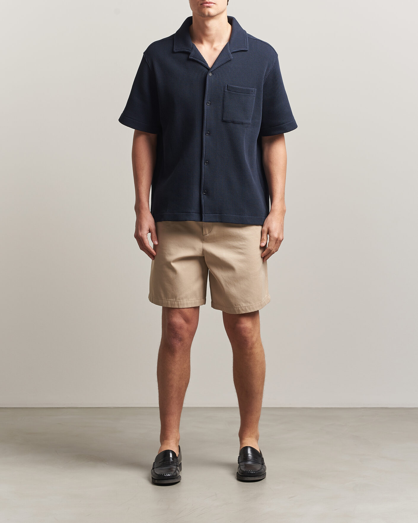 Men | Shirts | J.Lindeberg | Theron Waffle Resort Shirt Navy
