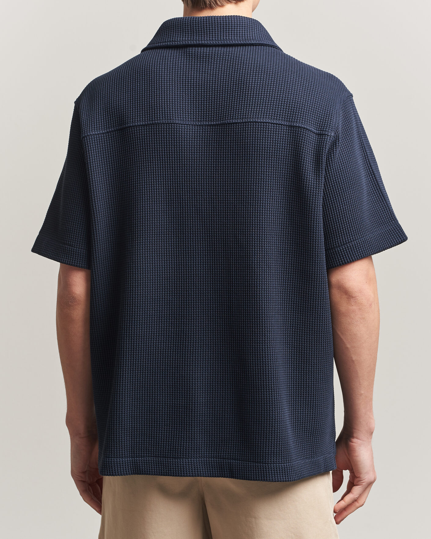 Men | Shirts | J.Lindeberg | Theron Waffle Resort Shirt Navy