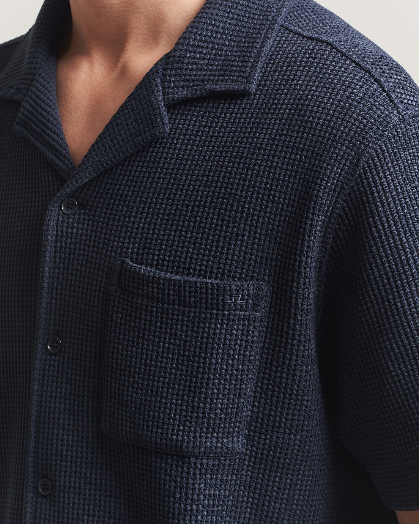 Men | Shirts | J.Lindeberg | Theron Waffle Resort Shirt Navy