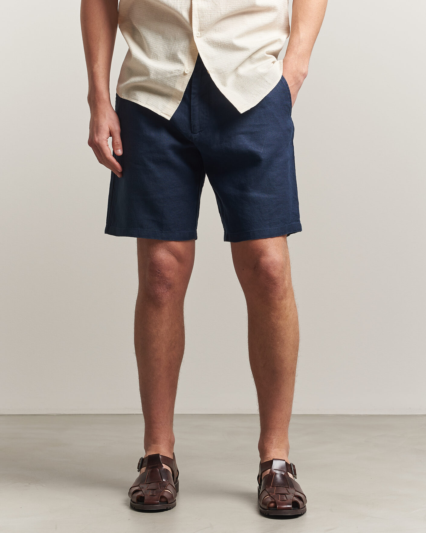 Men | Shorts | NN07 | Aden Linen Shorts Navy Blue