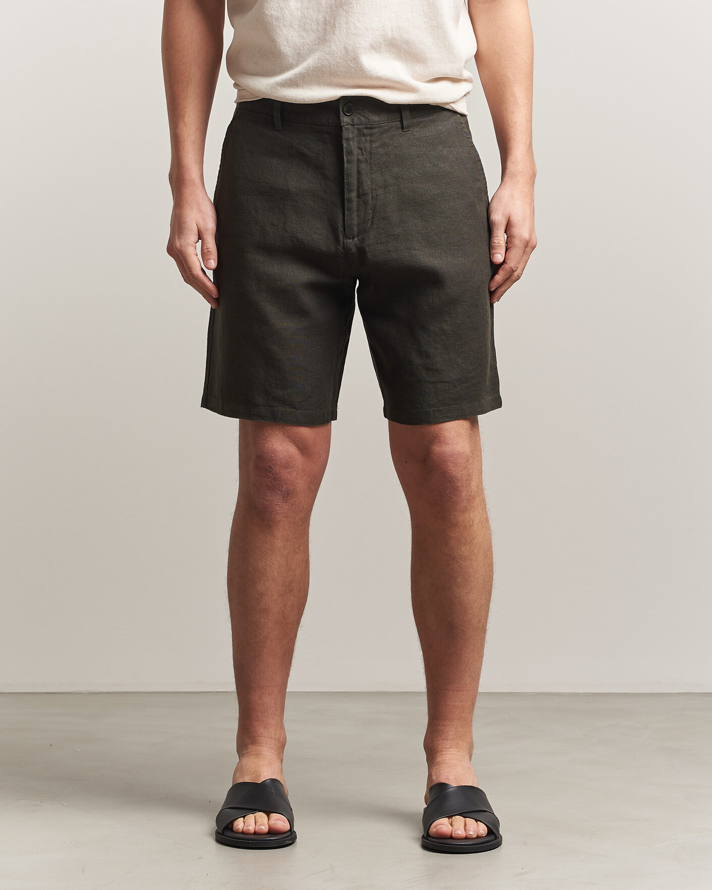 Men | Shorts | NN07 | Aden Linen Shorts Dark Army