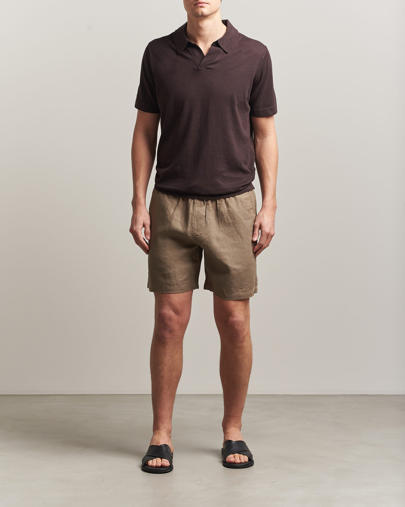 Men | Shorts | NN07 | Gregor Linen Drawstring Shorts Clay Mirage