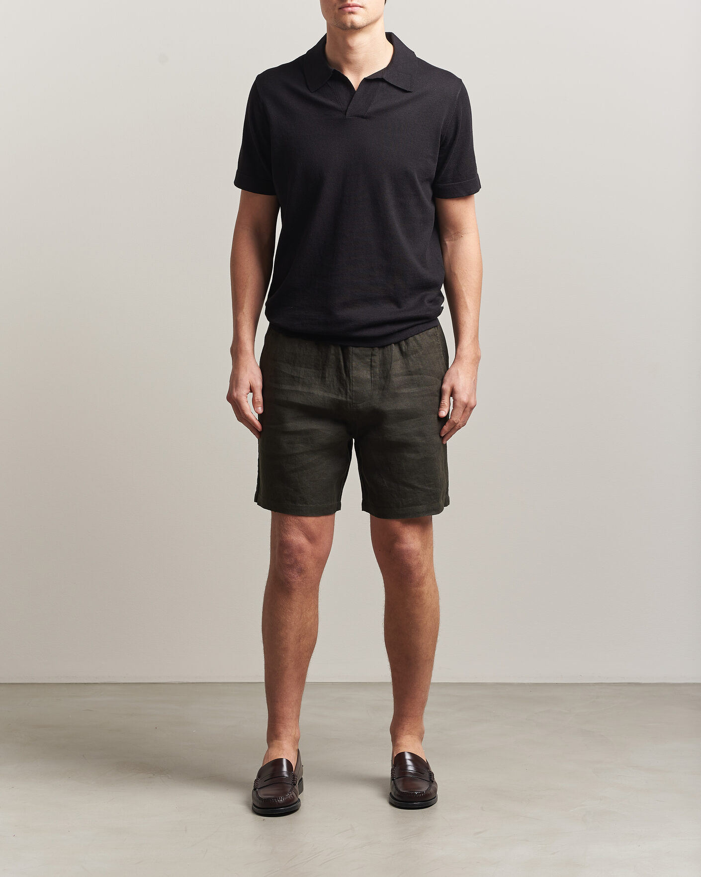 Men | Shorts | NN07 | Gregor Linen Drawstring Shorts Dark Army