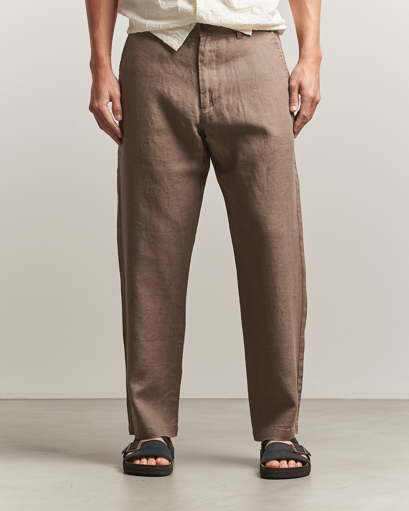 Men | Trousers | NN07 | Aden Regular Fit Linen Trousers Clay Mirage