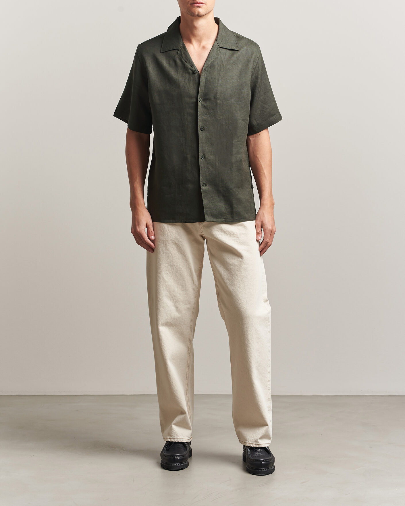 Men | Shirts | NN07 | Julio Linen Resort Shirt Dark Army