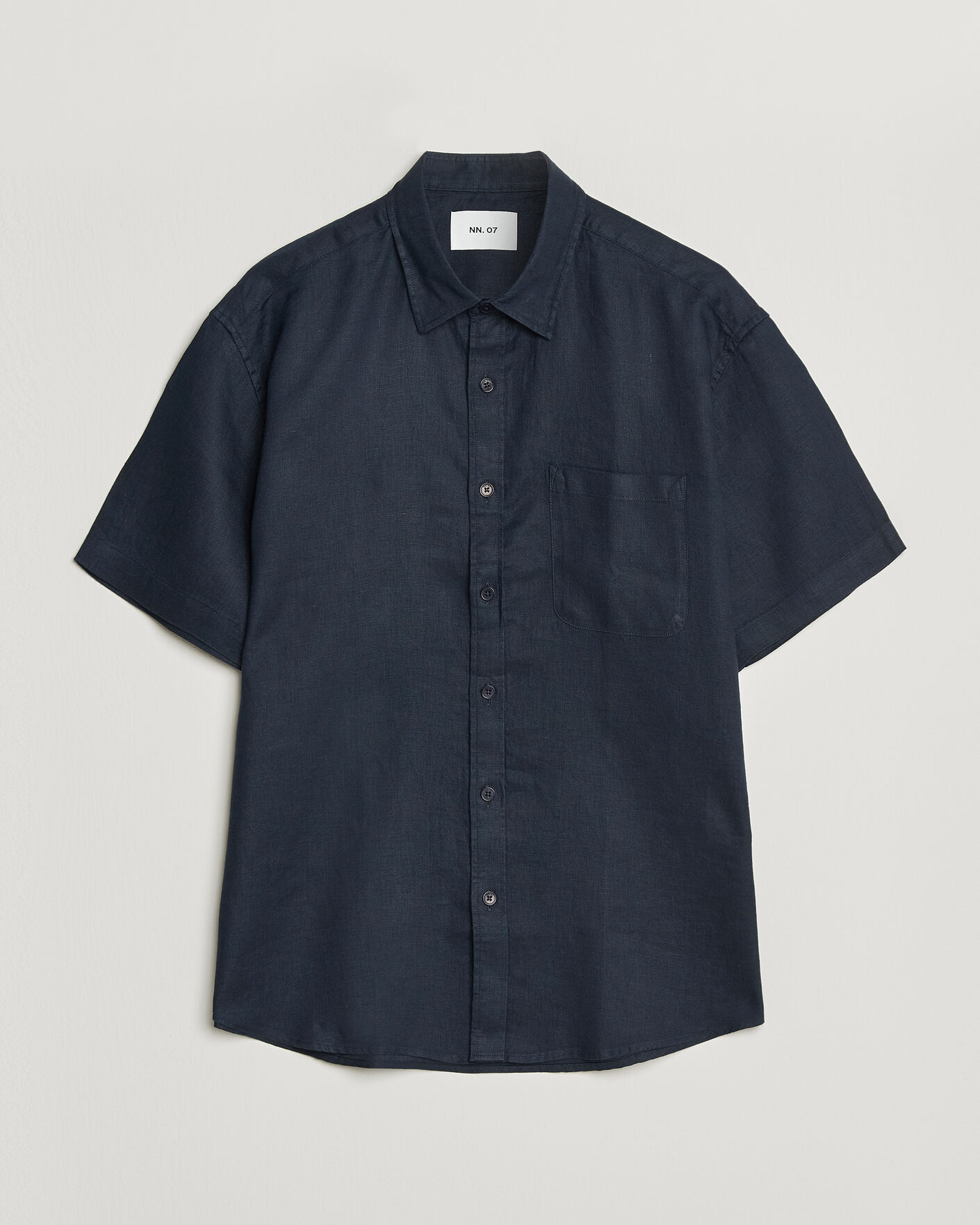 Men | Shirts | NN07 | Deon Linen Short Sleeve Shirt Navy Blue