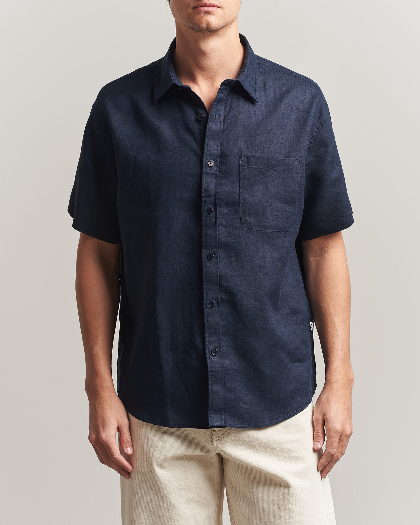 Men | Shirts | NN07 | Deon Linen Short Sleeve Shirt Navy Blue