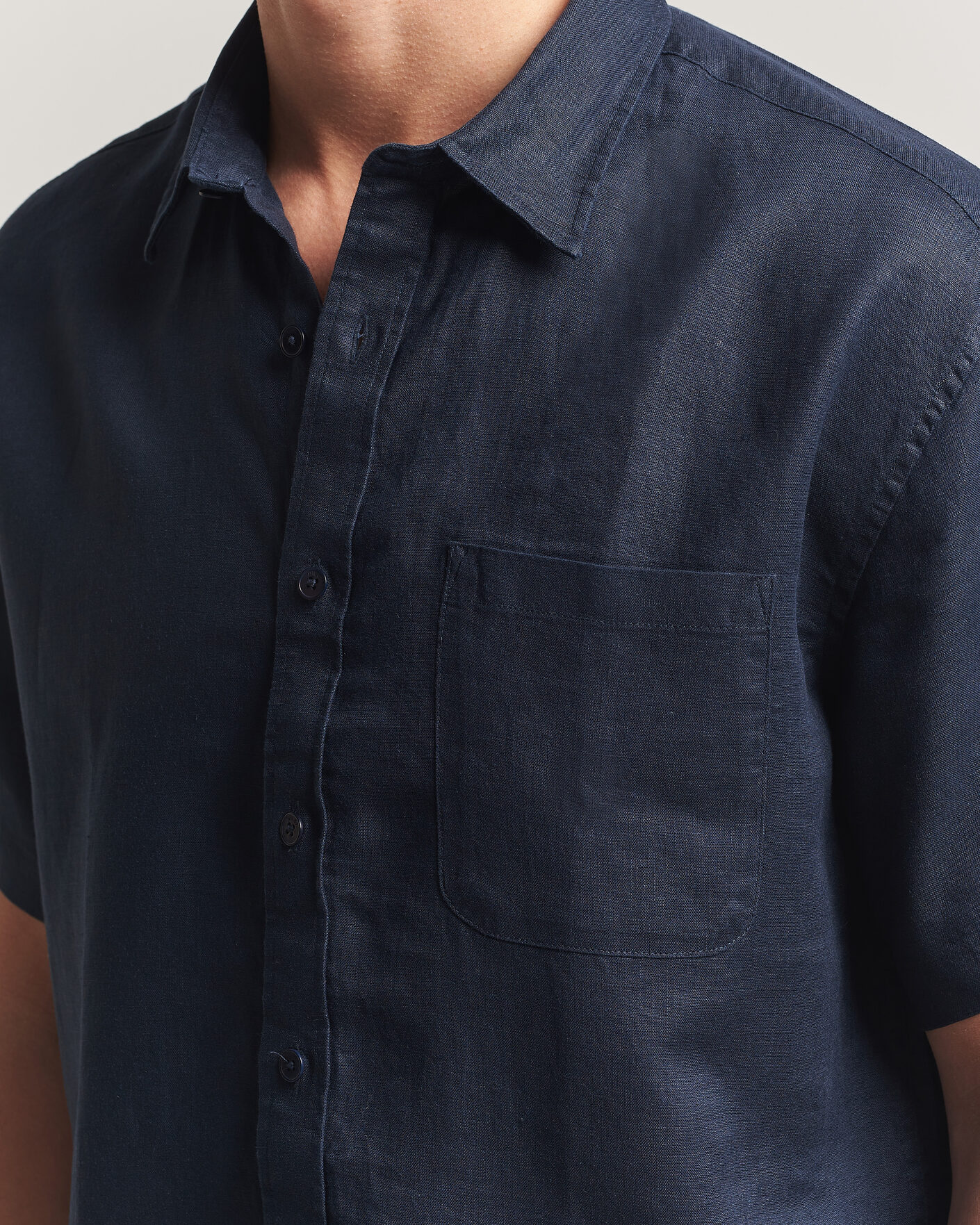 Men | Shirts | NN07 | Deon Linen Short Sleeve Shirt Navy Blue