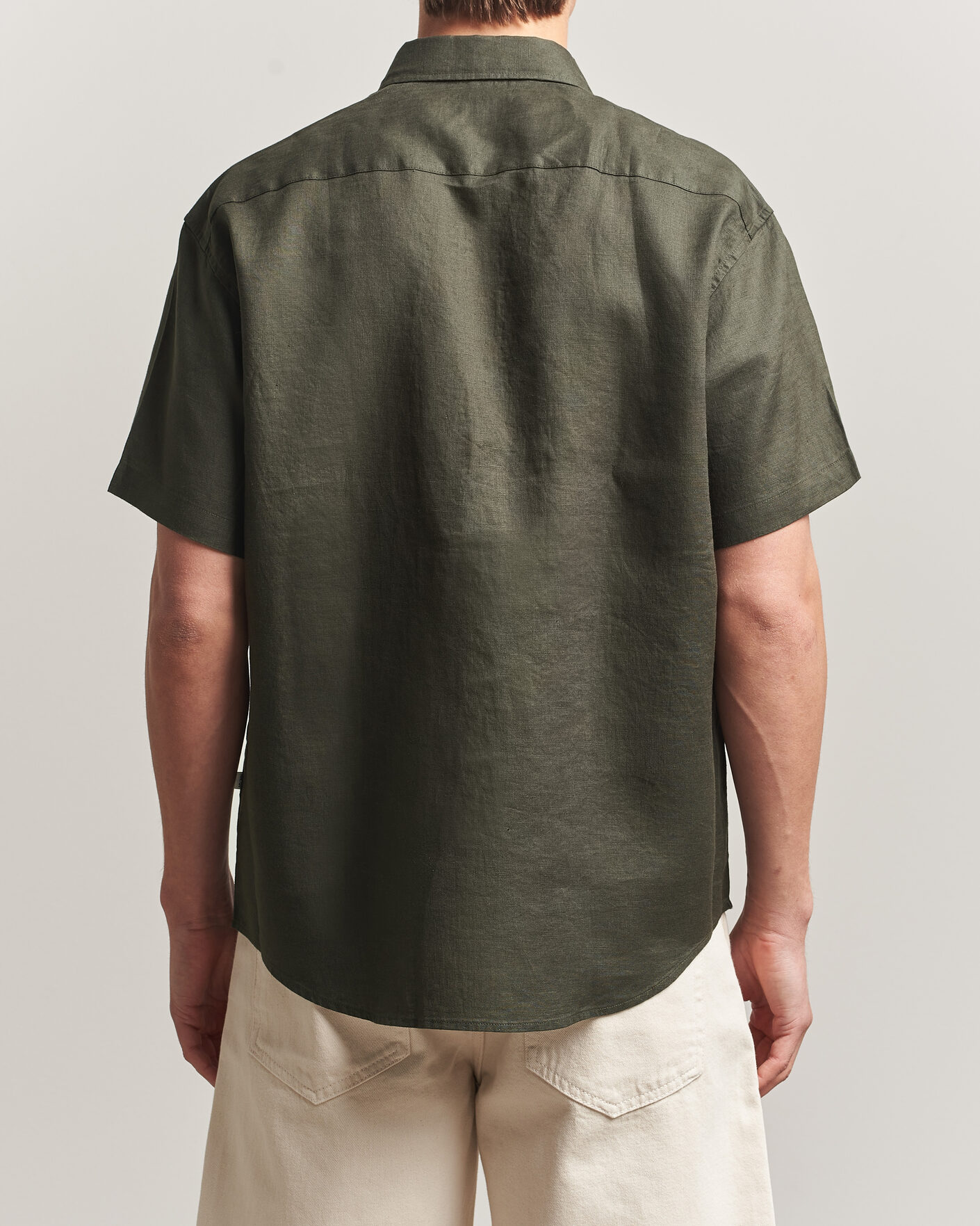 Men | Shirts | NN07 | Deon Linen Short Sleeve Shirt Dark Army