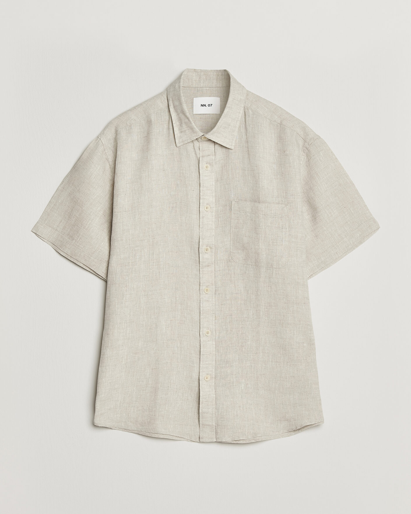 Men | Shirts | NN07 | Deon Linen Short Sleeve Shirt Oat