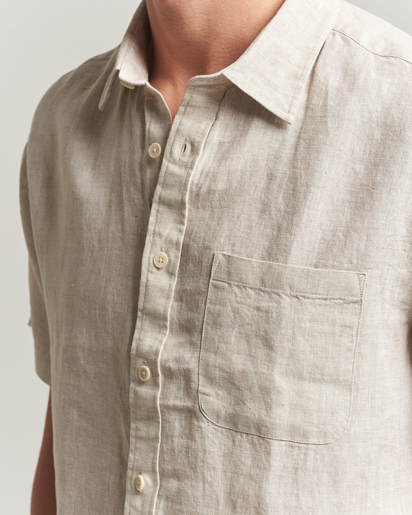 Men | Shirts | NN07 | Deon Linen Short Sleeve Shirt Oat
