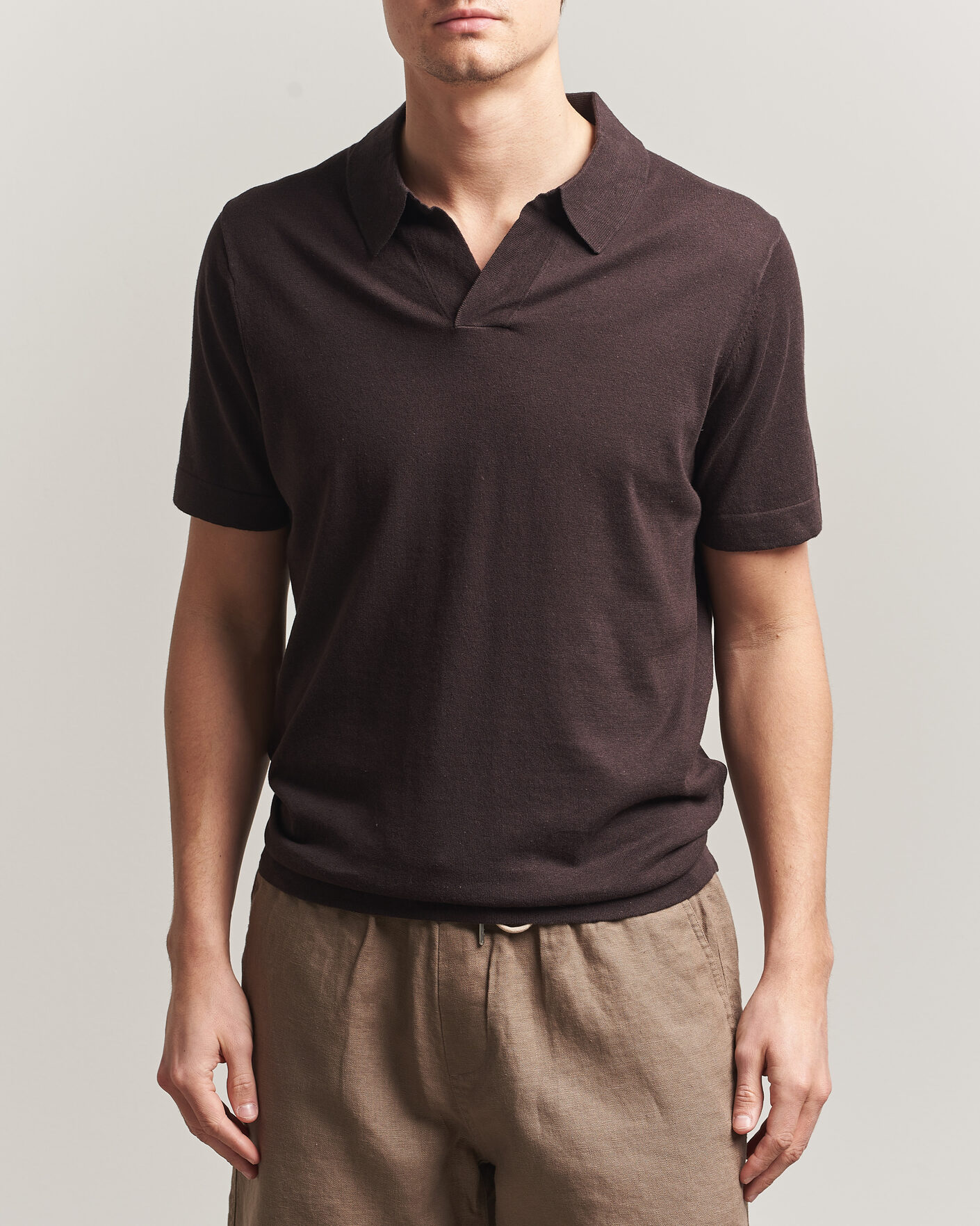 Men | Polo Shirts | NN07 | Ryan Cotton/Linen Polo Dusky Port