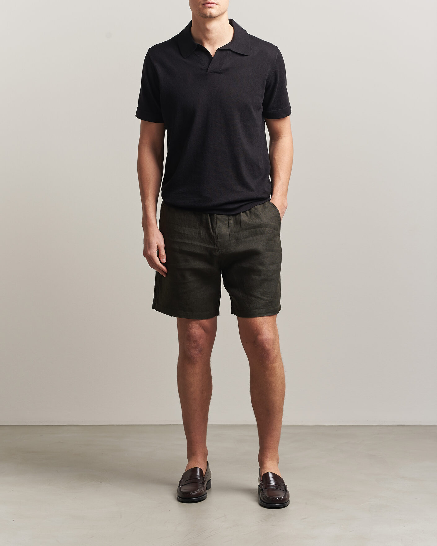 Men | Polo Shirts | NN07 | Ryan Cotton/Linen Polo Black