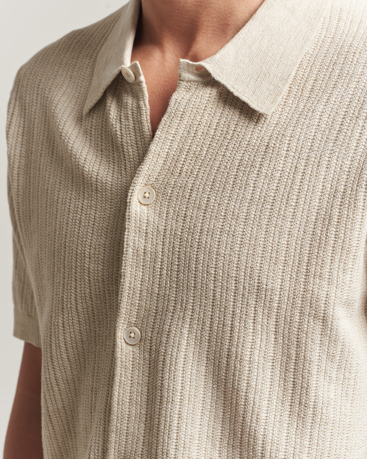 Men | Shirts | NN07 | Nolan Knitted Short Sleeve Shirt Ivory