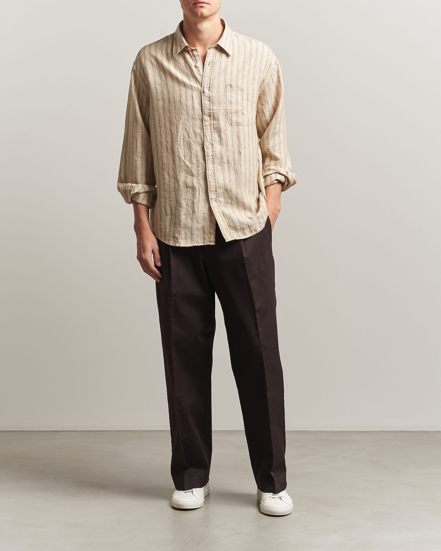 Men | Shirts | NN07 | Deon Linen Shirt Black Stripe