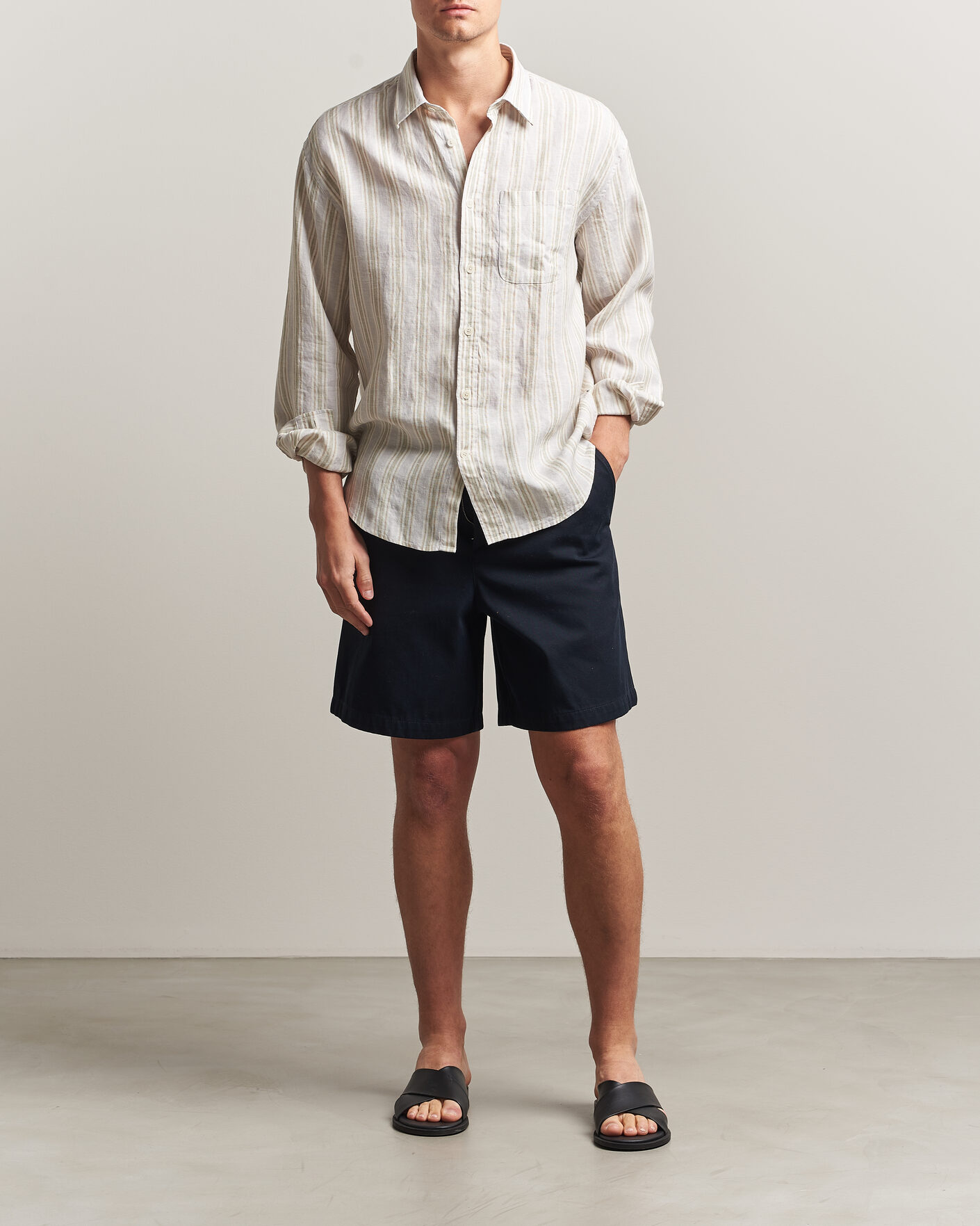 Men | Shirts | NN07 | Deon Linen Shirt Mint Stripe