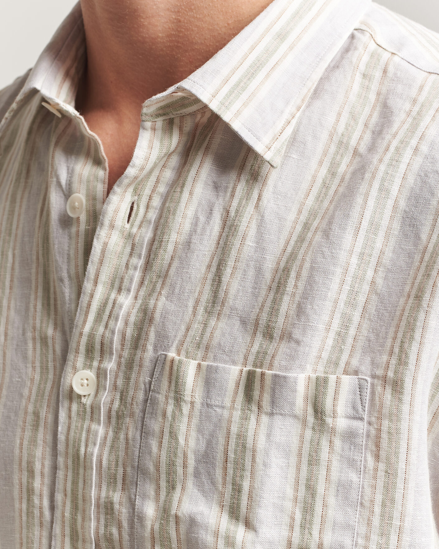 Men | Shirts | NN07 | Deon Linen Shirt Mint Stripe