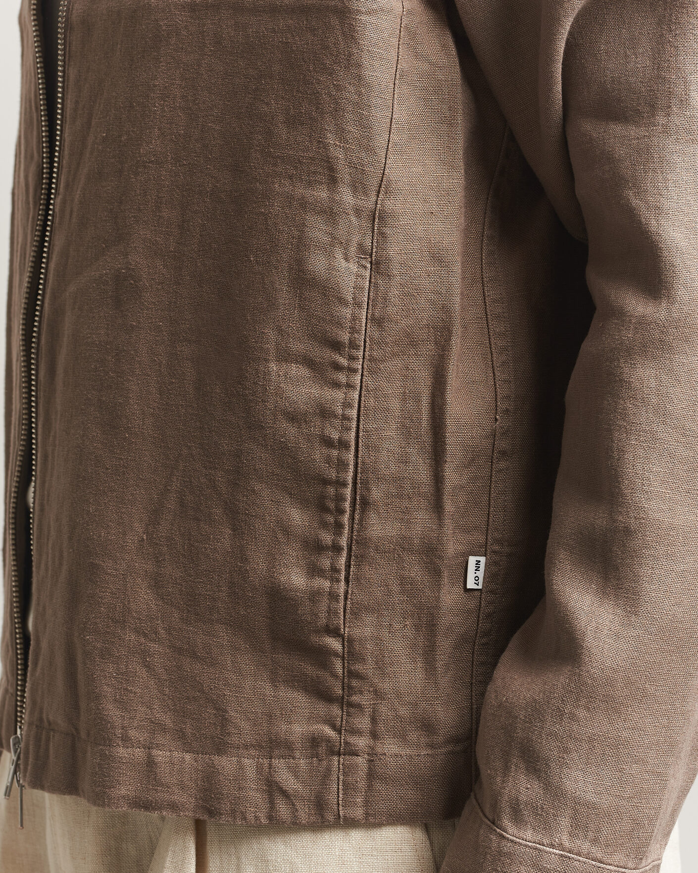 Men | Shirts | NN07 | Alban Linen Full Zip Overshirt Clay Mirage