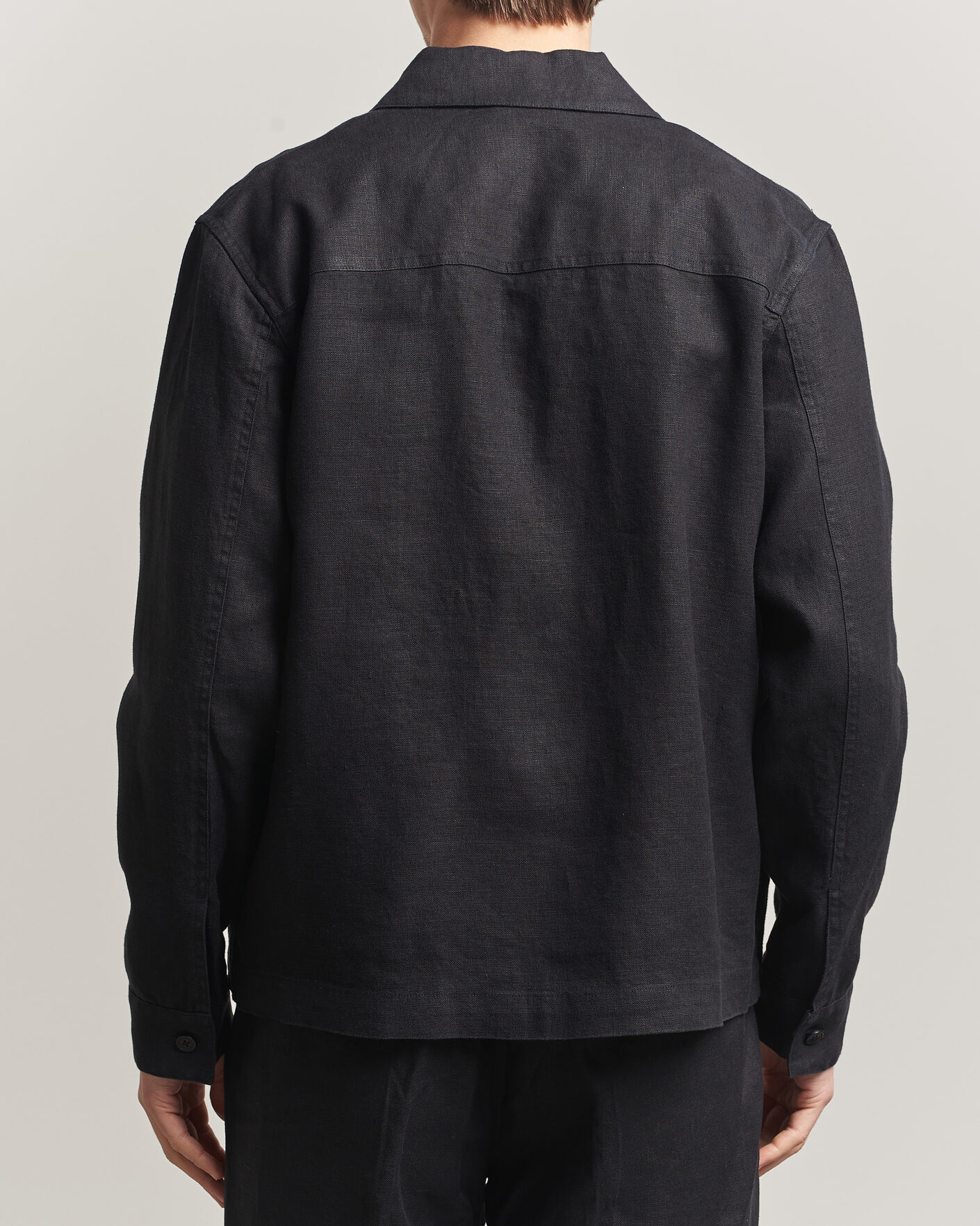 Men | Shirts | NN07 | Alban Linen Full Zip Overshirt Black