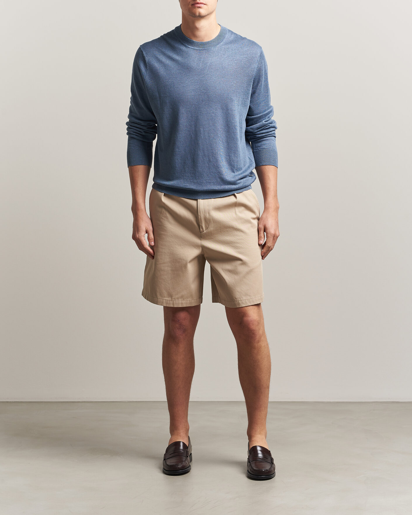 Men | Sweaters & Knitwear | NN07 | Ted Linen Knitted Sweater Stone Blue