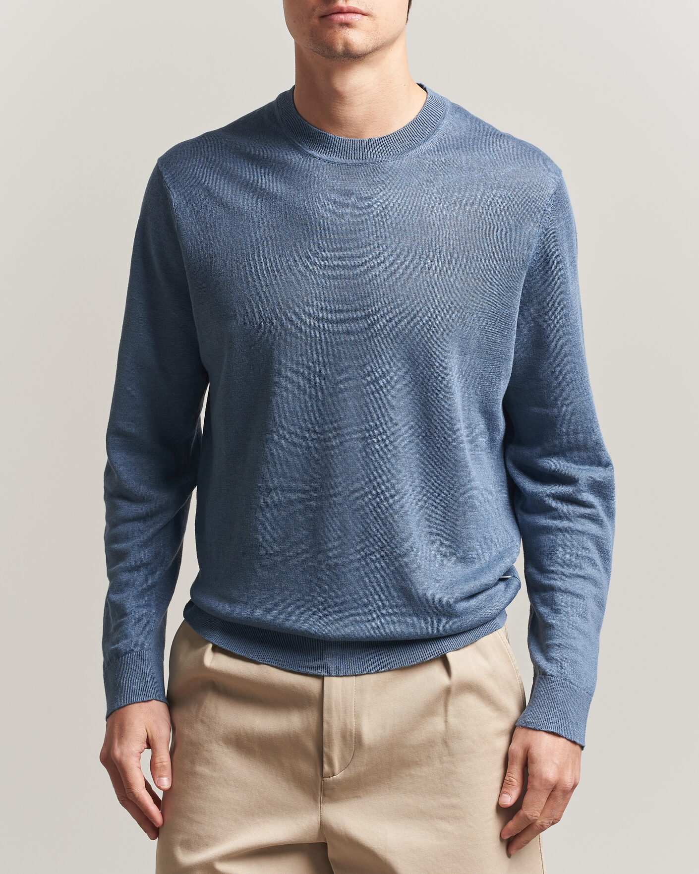 Men | Sweaters & Knitwear | NN07 | Ted Linen Knitted Sweater Stone Blue