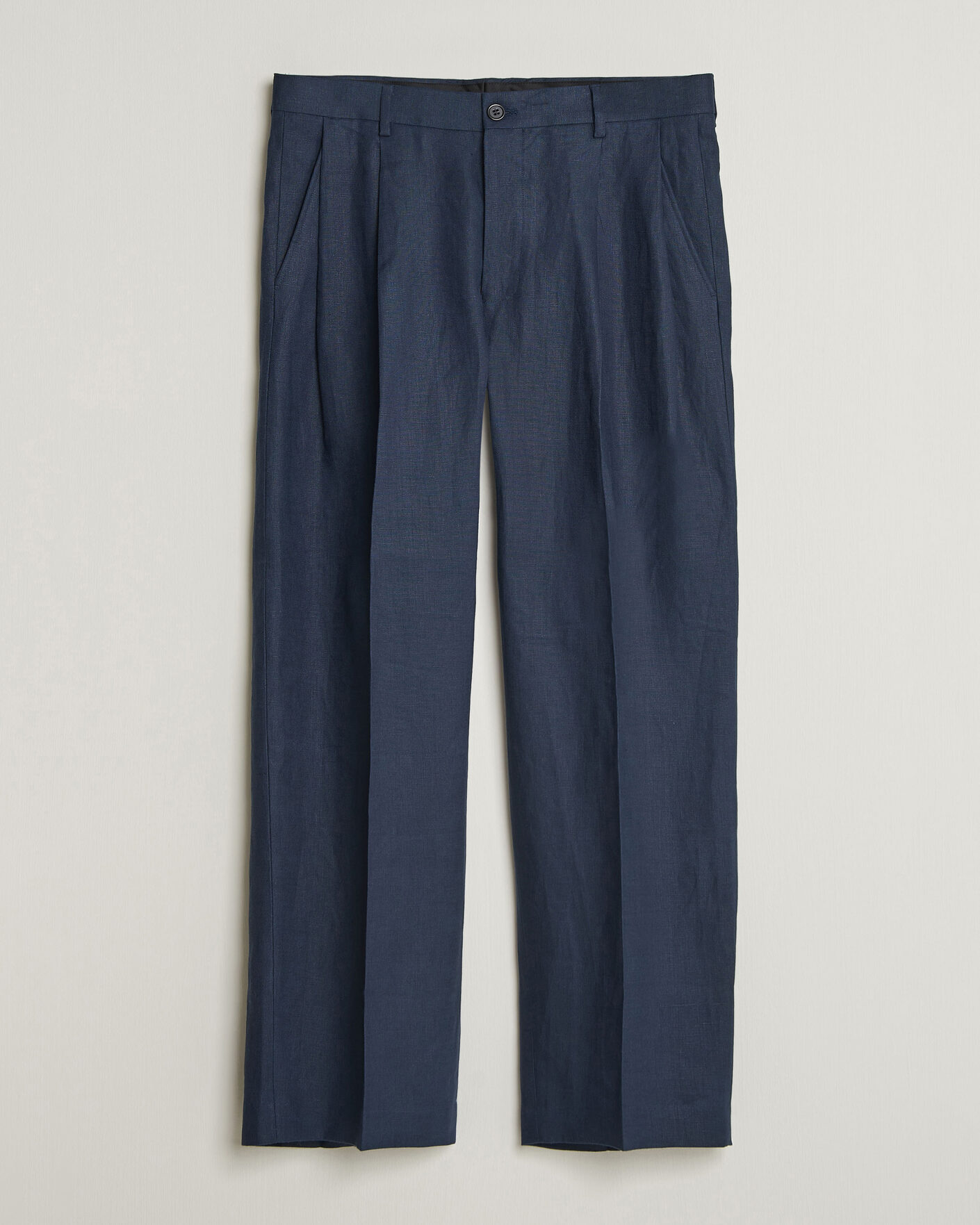 Men |  | NN07 | Justin Linen Double Pleated Trousers Navy Blue