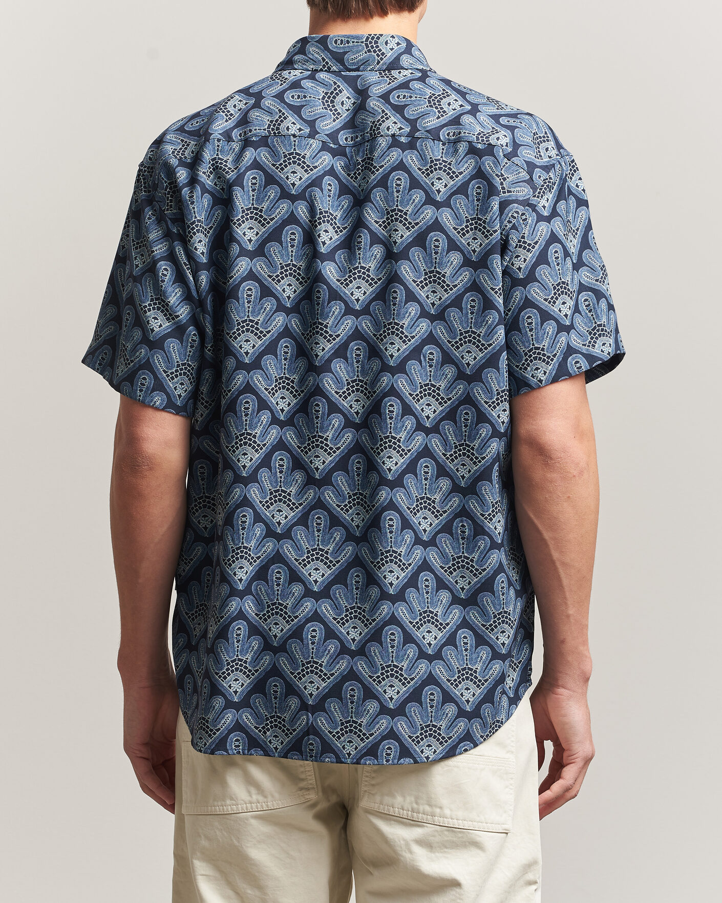 Men | Shirts | NN07 | Deon Printed Short Sleeve Shirt Navy Blue