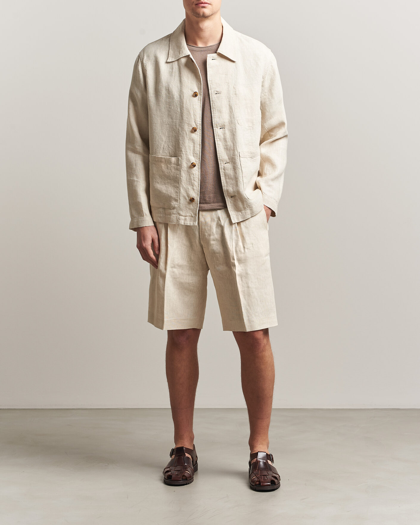 Men | Shirts | NN07 | Morgan Linen Overshirt Oat