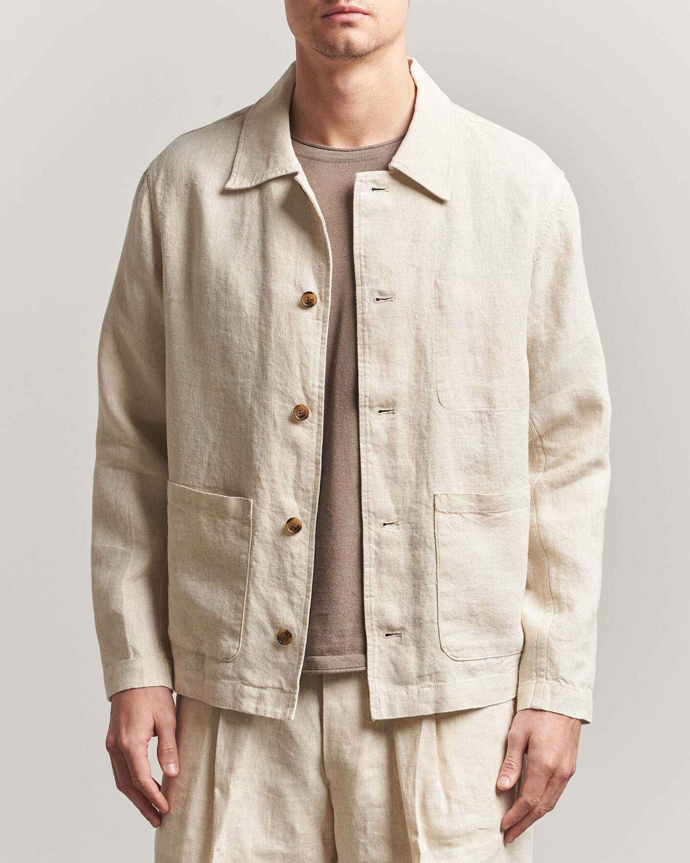 Men | Shirts | NN07 | Morgan Linen Overshirt Oat