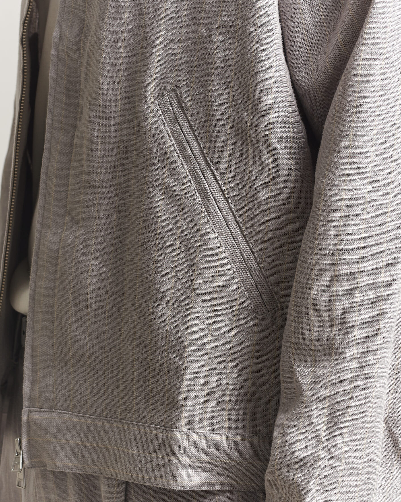 Men | Shirts | NN07 | Petrus Pinstriped Linen Full Zip Overshirt Grey