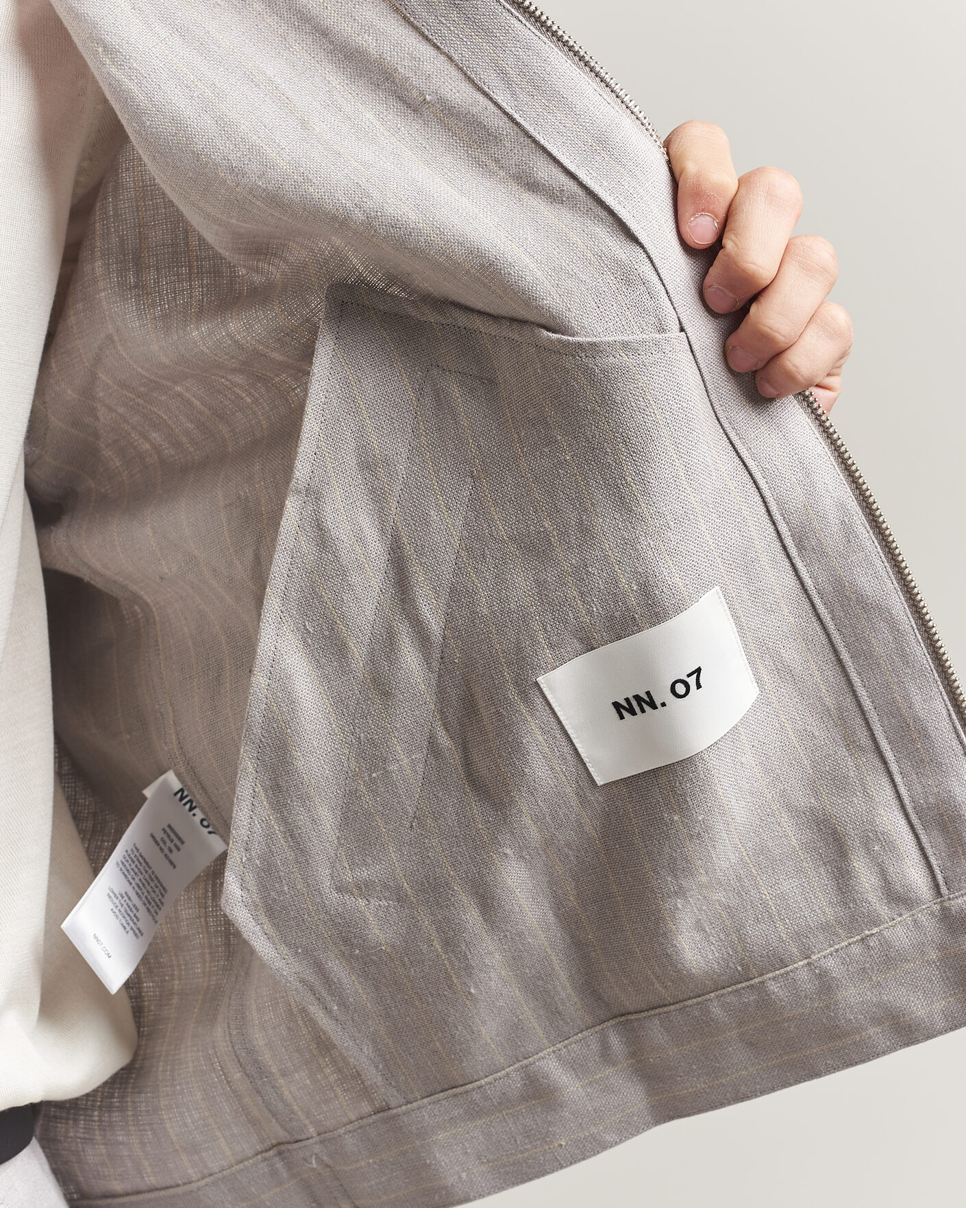 Men | Shirts | NN07 | Petrus Pinstriped Linen Full Zip Overshirt Grey