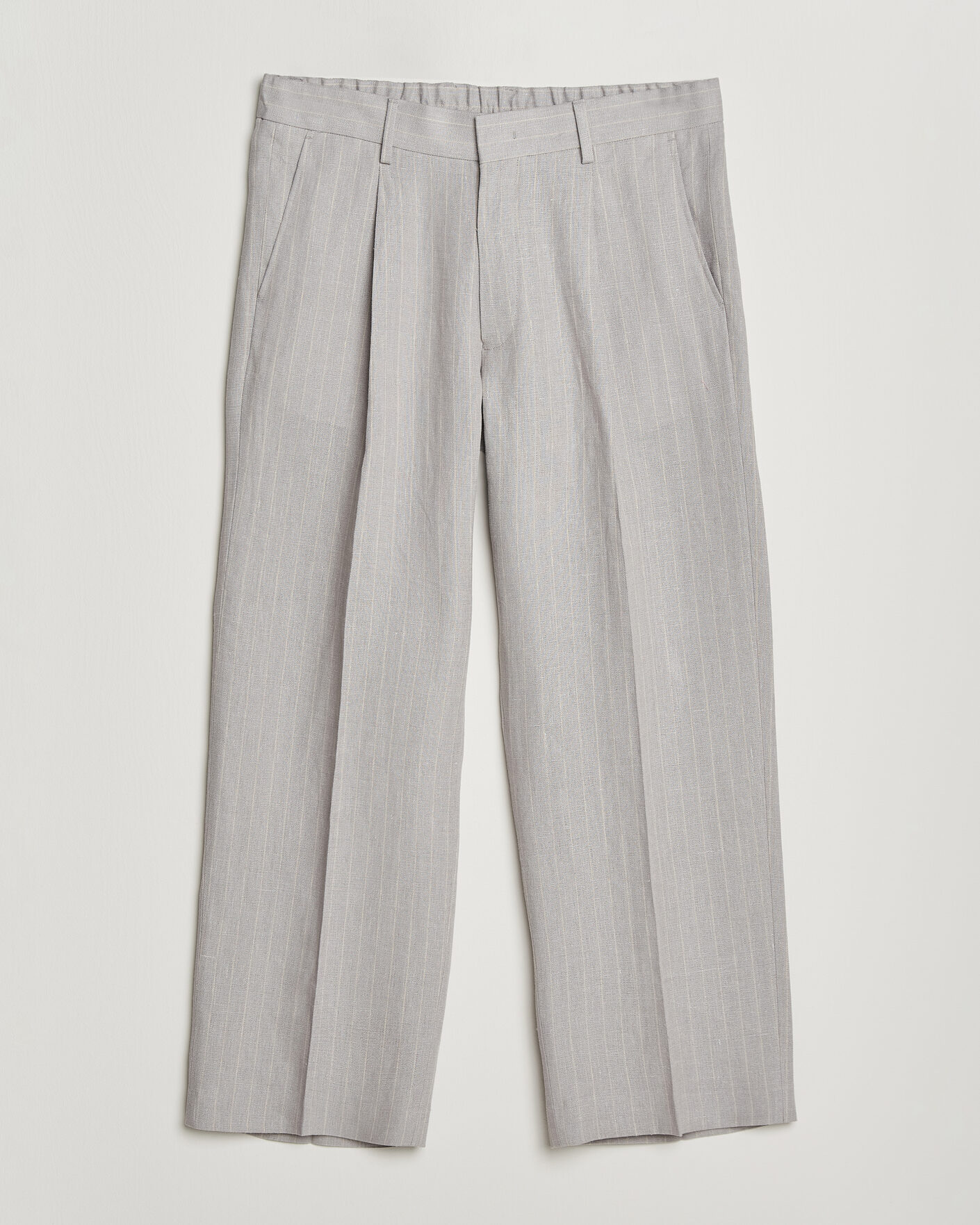 Men |  | NN07 | Kay Pinstriped Pleated Linen Trousers Grey