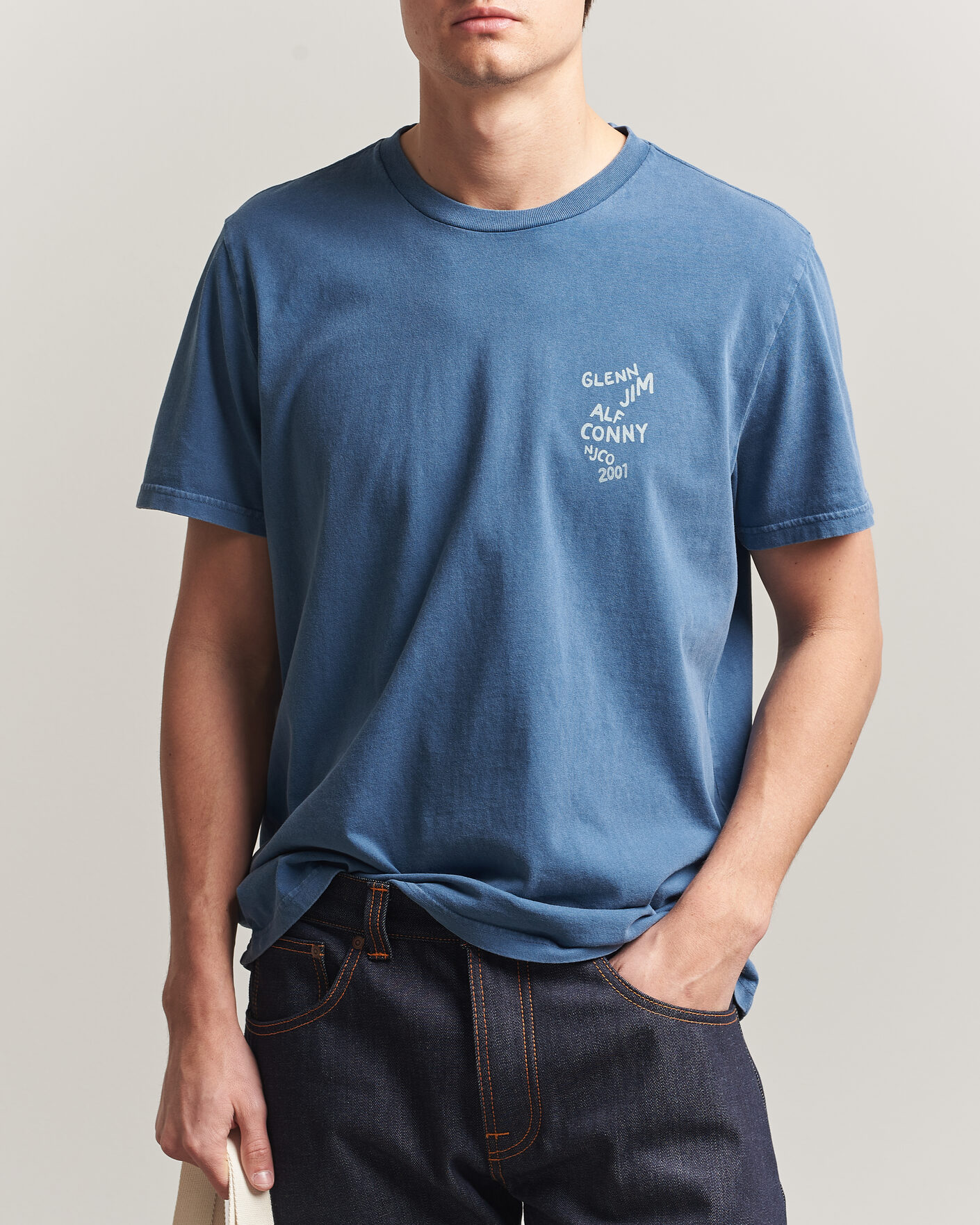 Men | T-Shirts | Nudie Jeans | Roy OG Line-Up T-Shirt French Blue