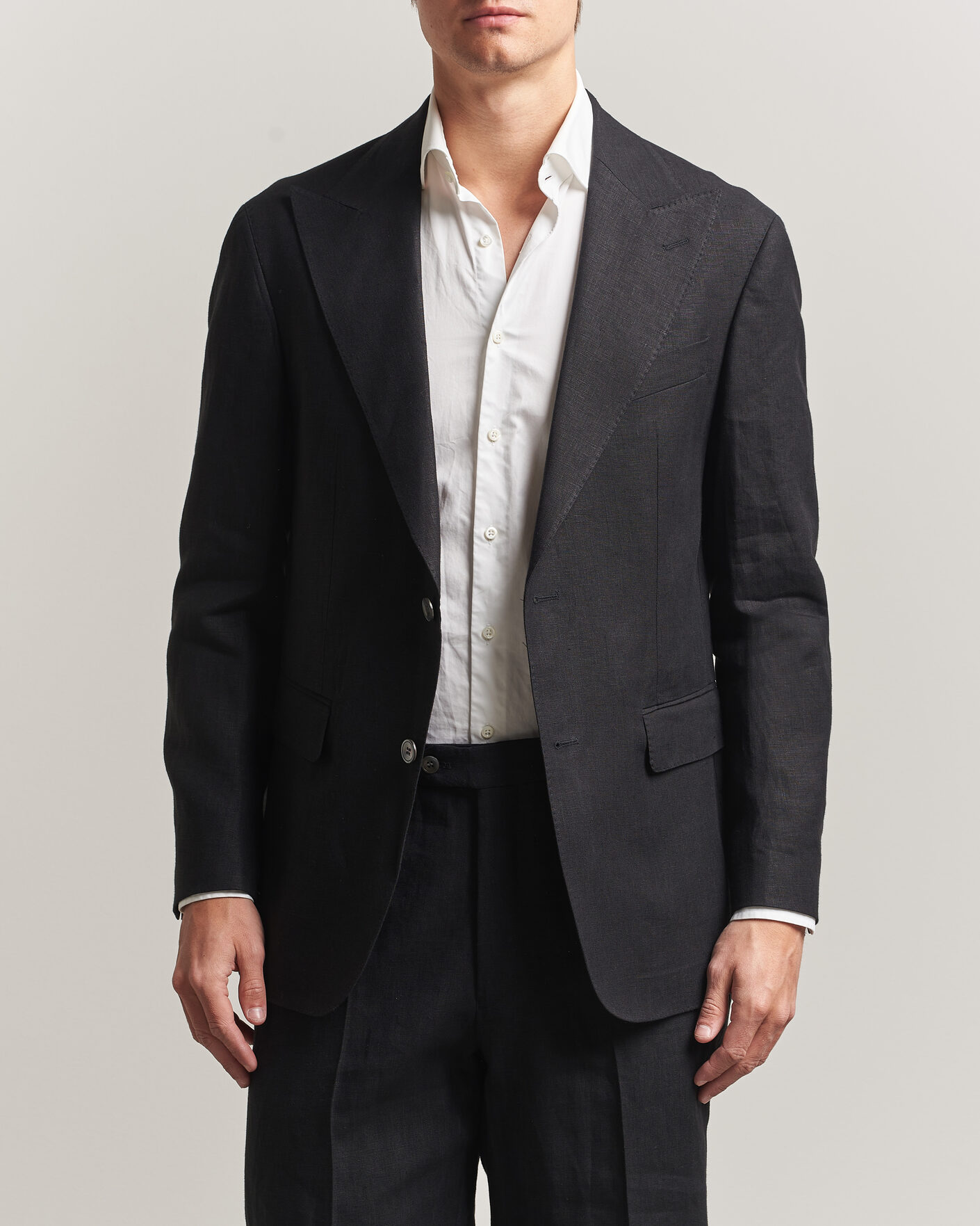 Men | Blazers | Oscar Jacobson | Rufus Soft Linen Blazer Black