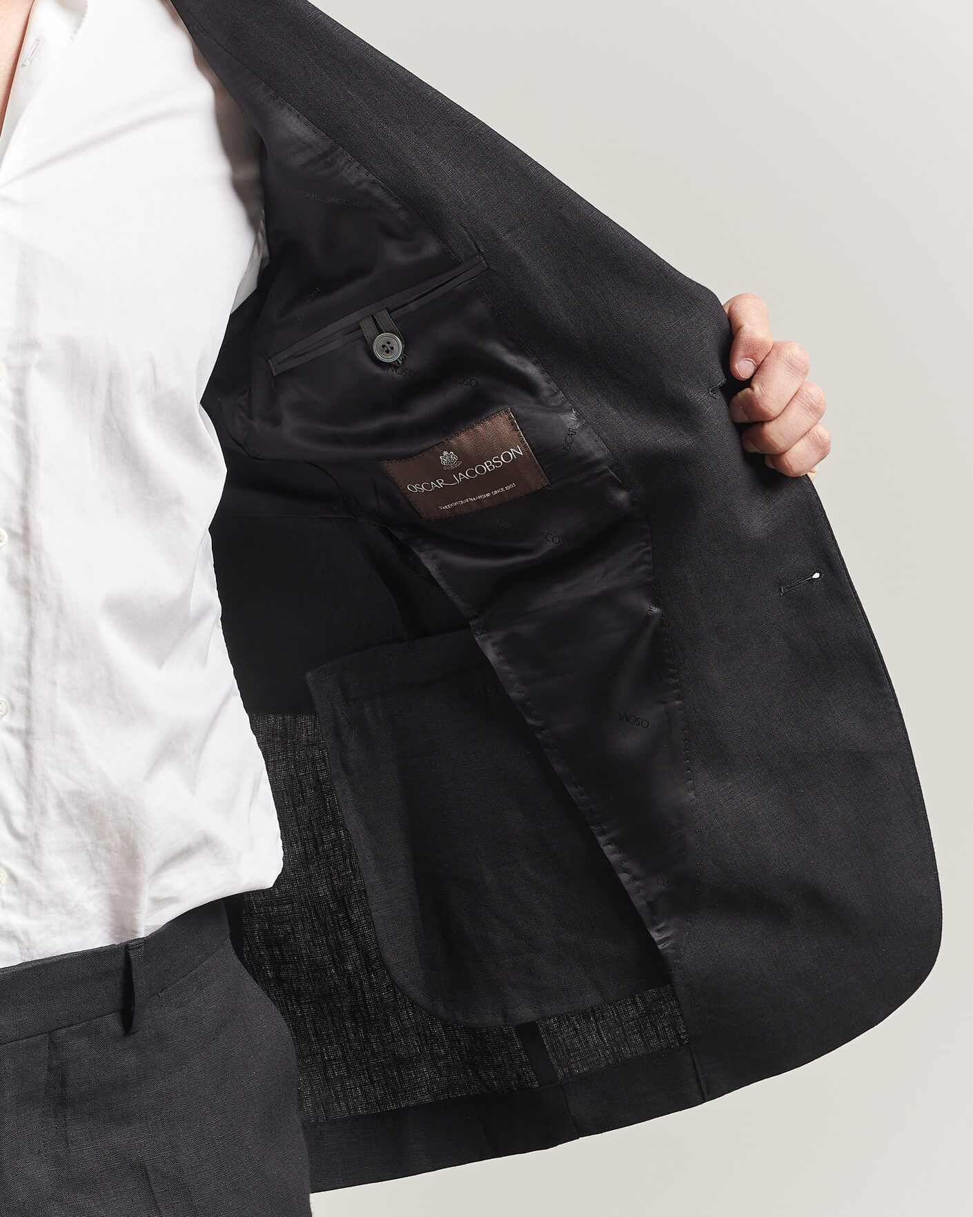 Men | Blazers | Oscar Jacobson | Rufus Soft Linen Blazer Black