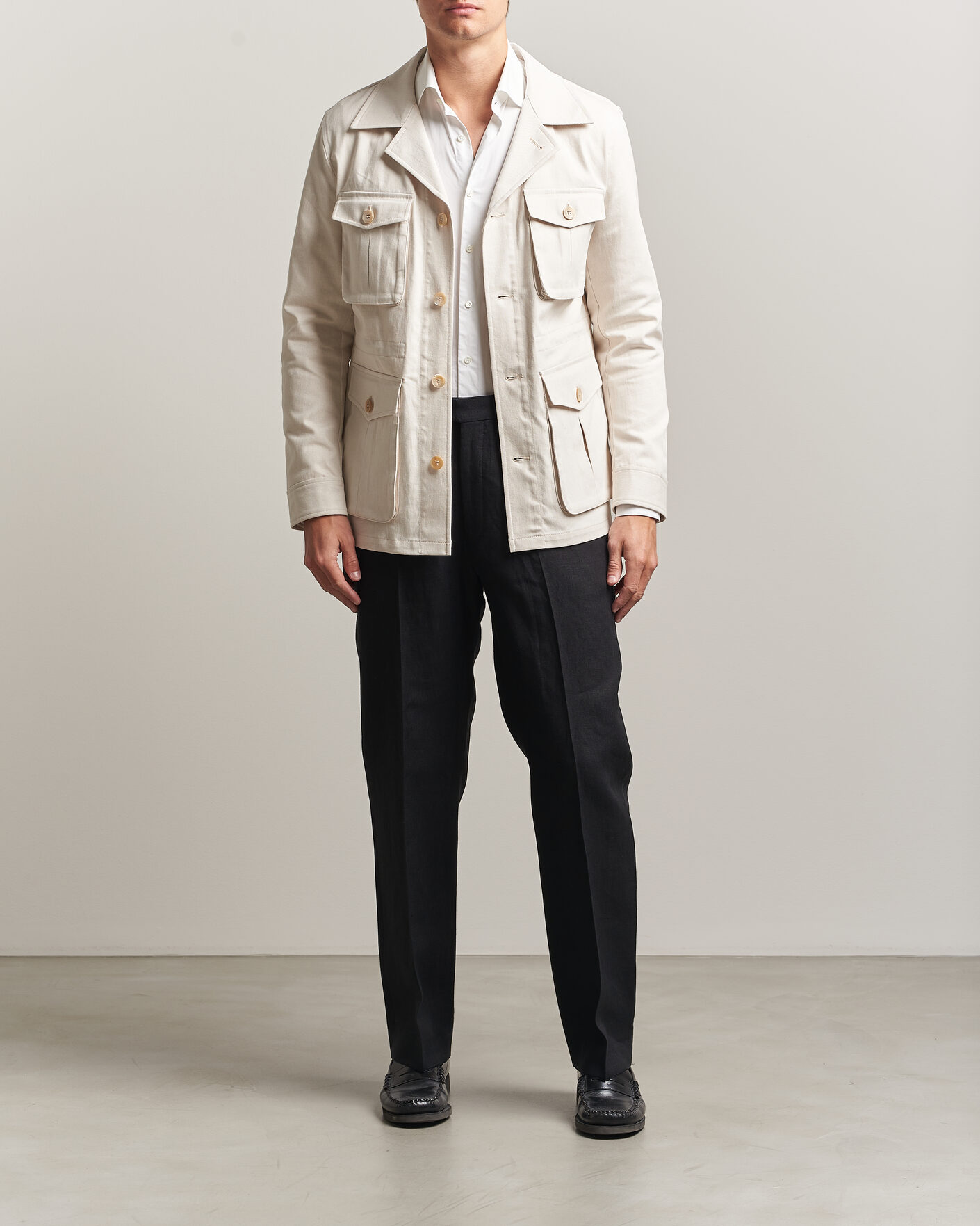 Oscar Jacobson Sirolo Shirt Jacket Off White at CareOfCarl.com