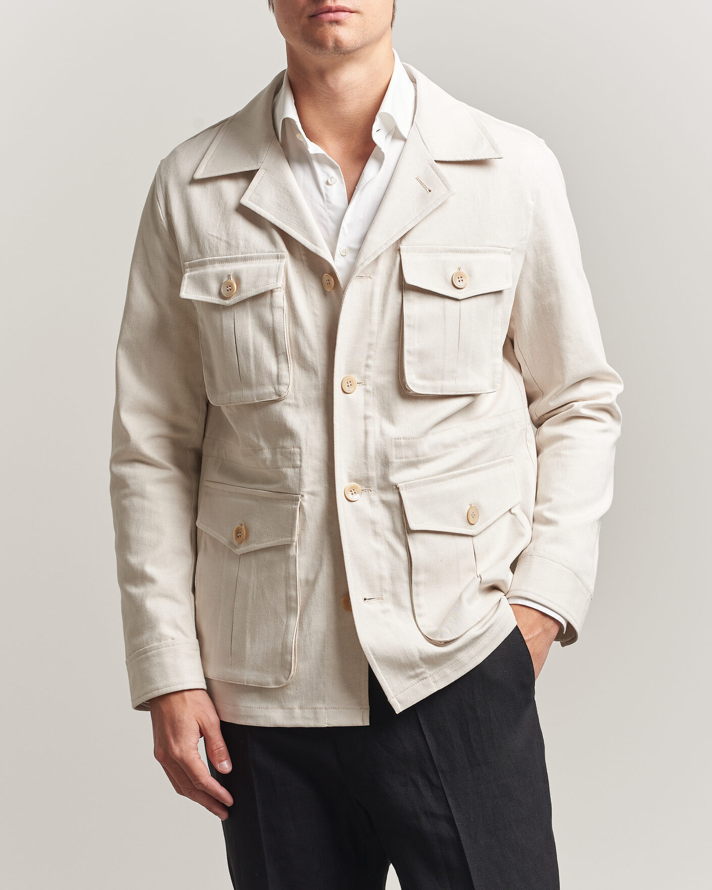 Oscar Jacobson Sirolo Shirt Jacket Off White at CareOfCarl.com