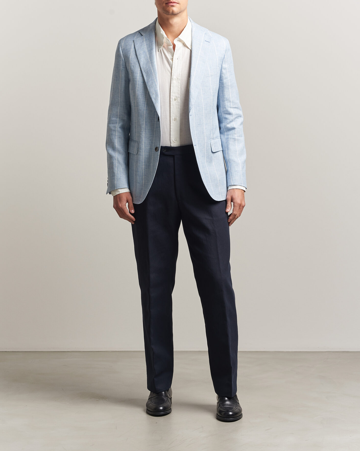 Men | Blazers | Oscar Jacobson | Ferry Soft Linen/Cotton Blazer Light Blue
