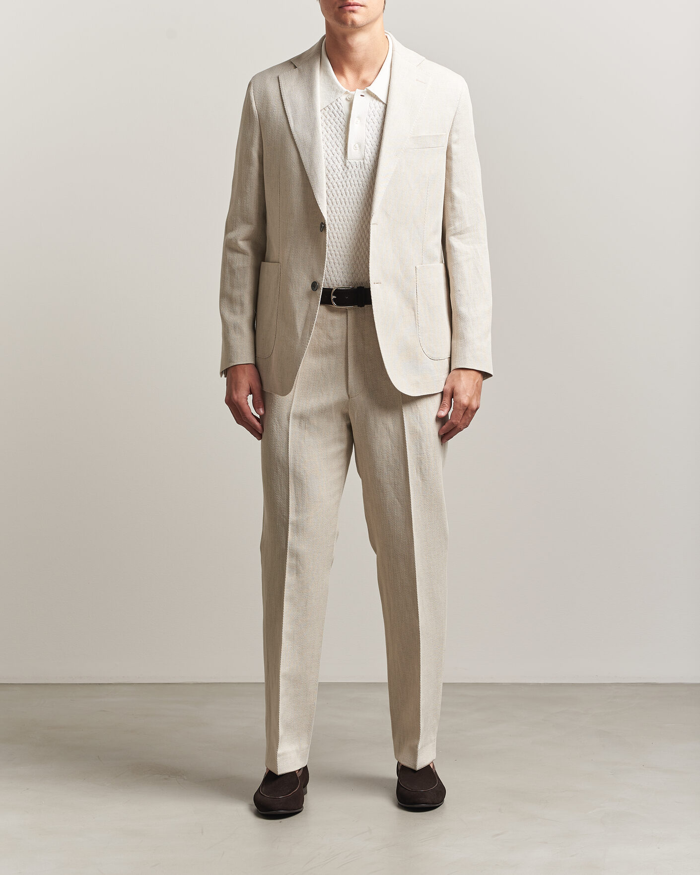 Men | Blazers | Oscar Jacobson | Ferry Patch Cotton/Linen Blazer Off White