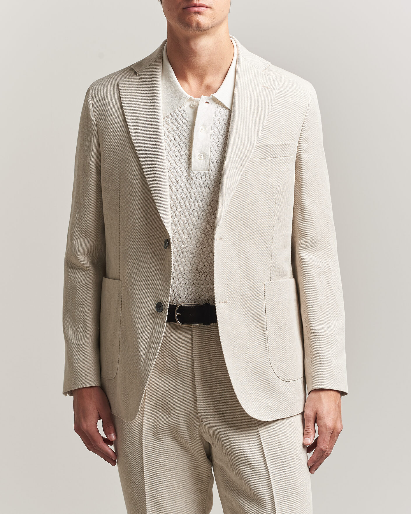 Men | Blazers | Oscar Jacobson | Ferry Patch Cotton/Linen Blazer Off White