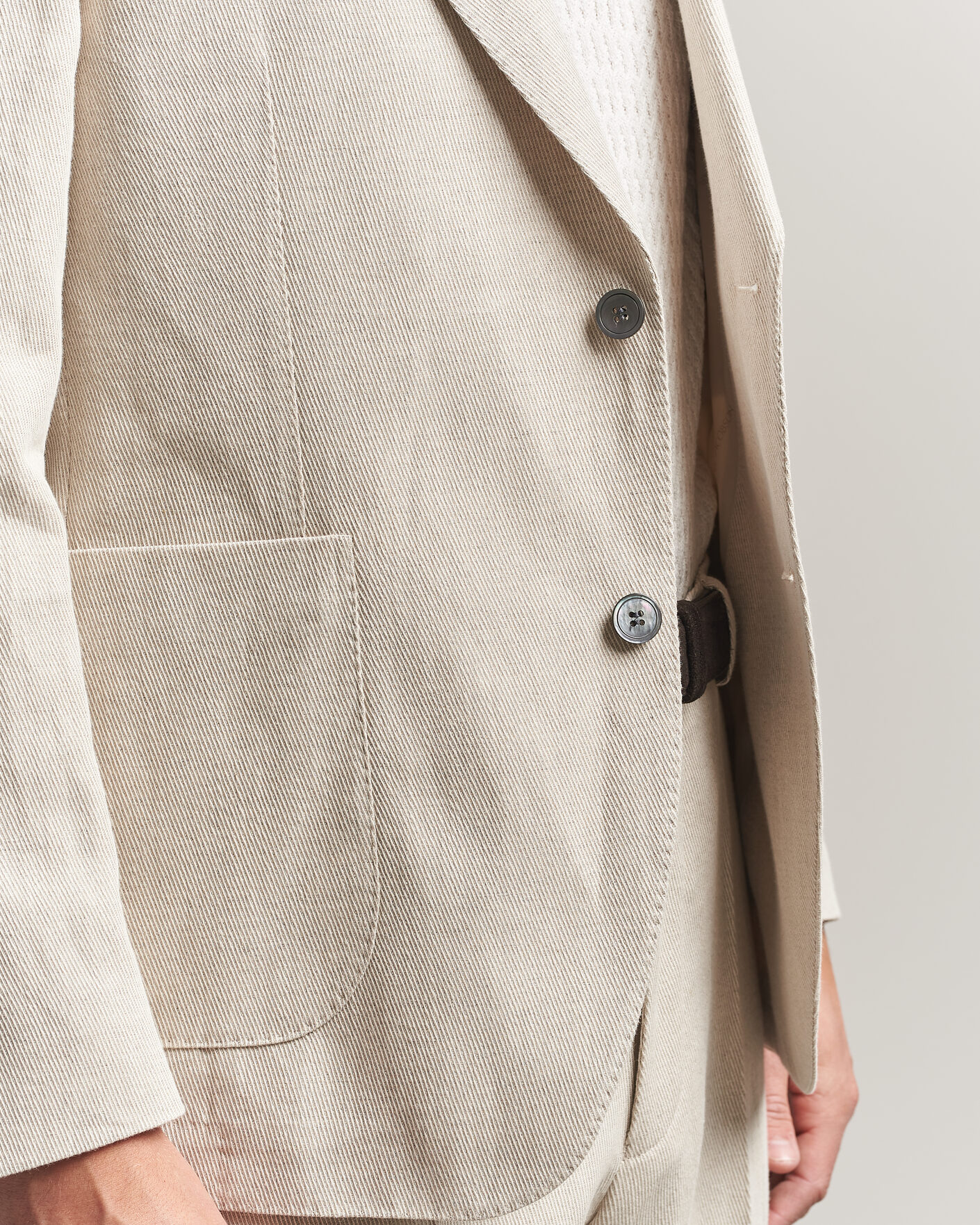 Men | Blazers | Oscar Jacobson | Ferry Patch Cotton/Linen Blazer Off White