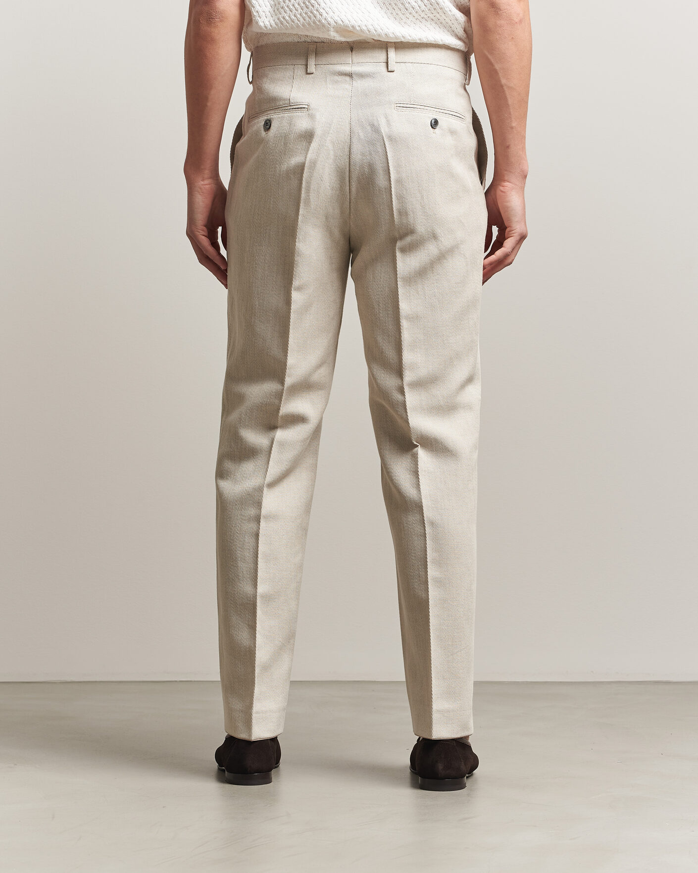 Men | Trousers | Oscar Jacobson | Dell Cotton/Linen Trousers Off White