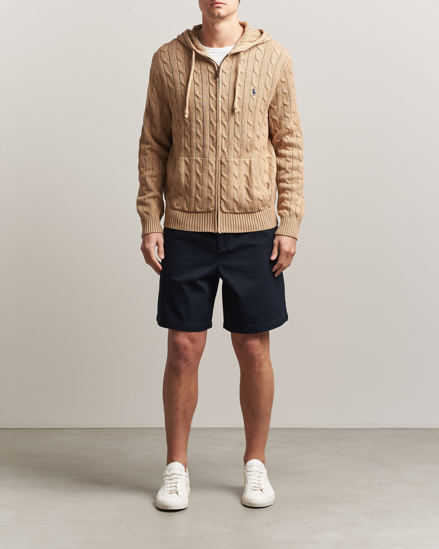 Men | Sweaters & Knitwear | Polo Ralph Lauren | Knitted Full Zip Sweater Camel Melange