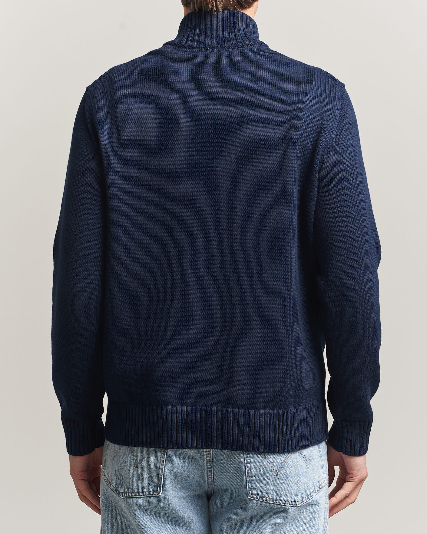 Men | Sweaters & Knitwear | Polo Ralph Lauren | Cotton Crew Neck Half-Zip Hunter Navy
